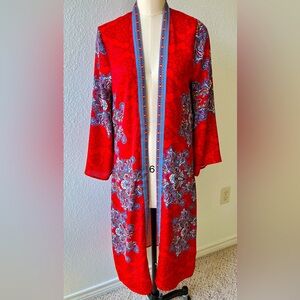 Reba Red & Blue Paisley Duster Jacket Coat